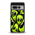 trippy aliens back phone cover | glass case for google pixel 7 pro