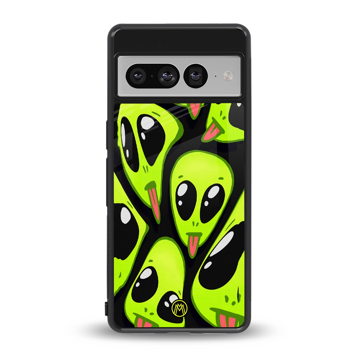 trippy aliens back phone cover | glass case for google pixel 7 pro