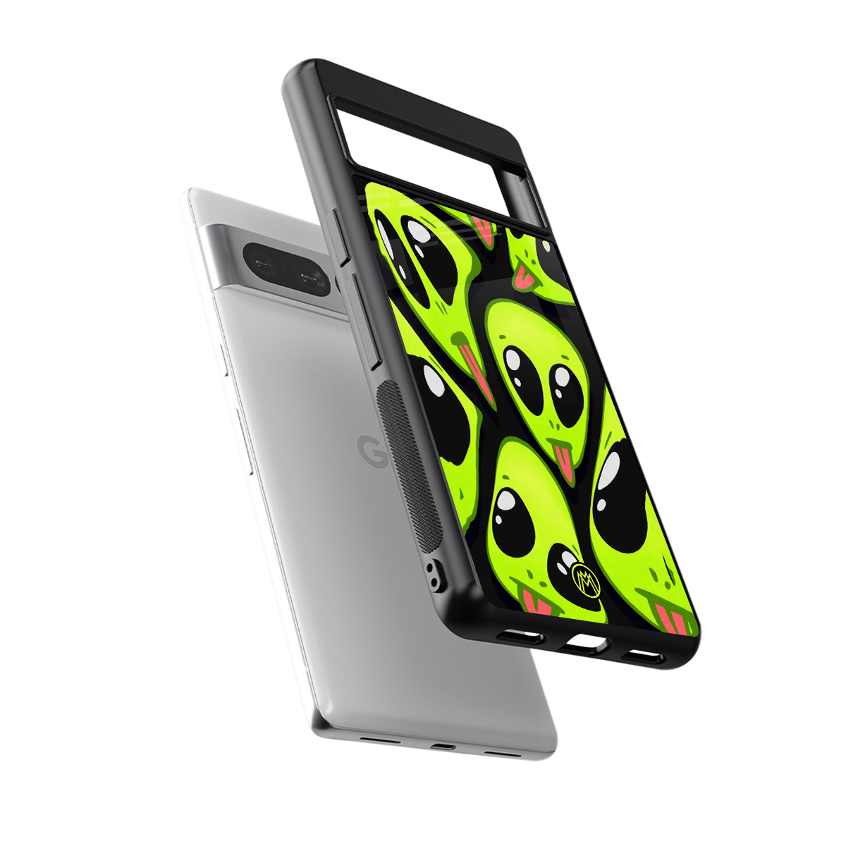trippy aliens back phone cover | glass case for google pixel 7 pro