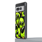 trippy aliens back phone cover | glass case for google pixel 7 pro
