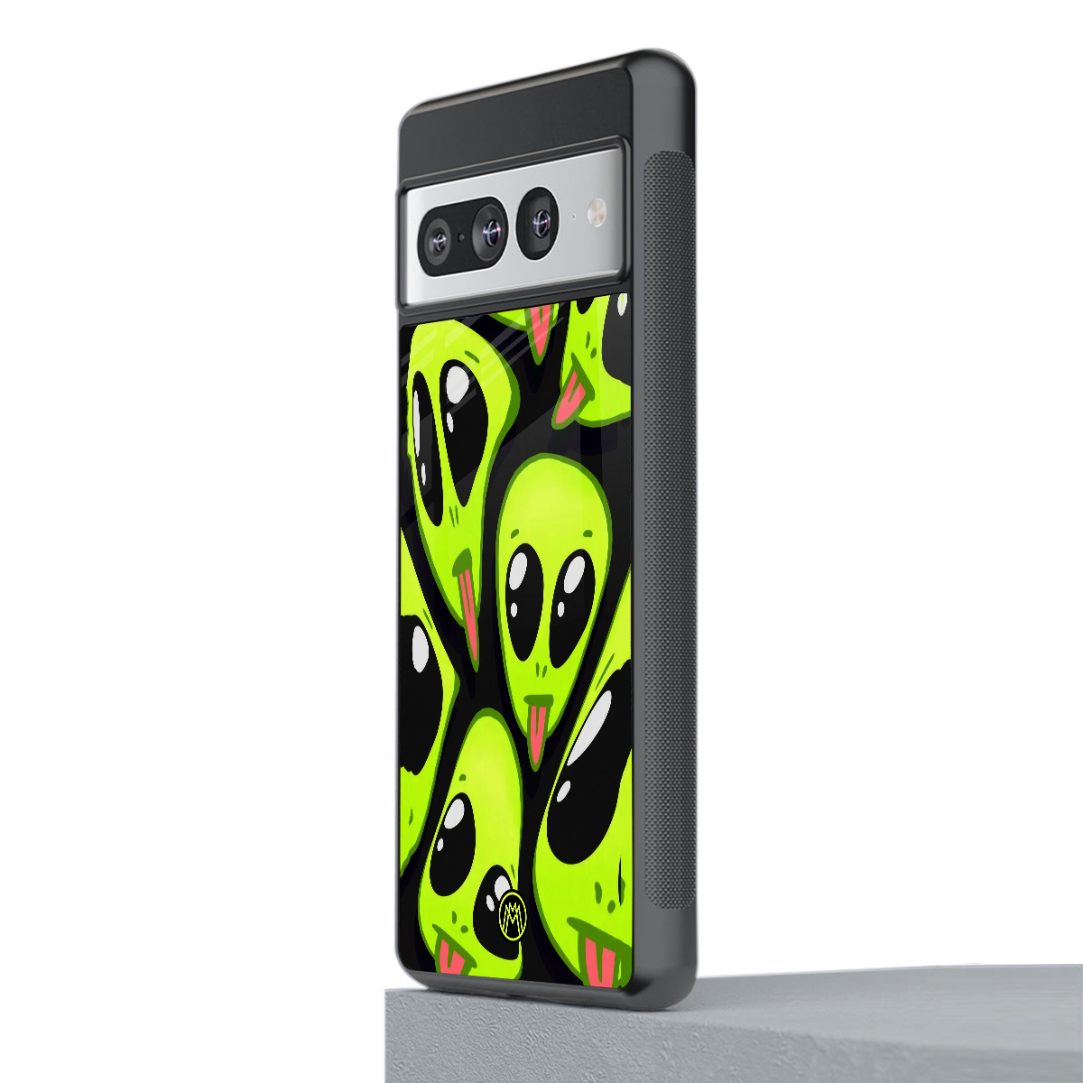 trippy aliens back phone cover | glass case for google pixel 7 pro