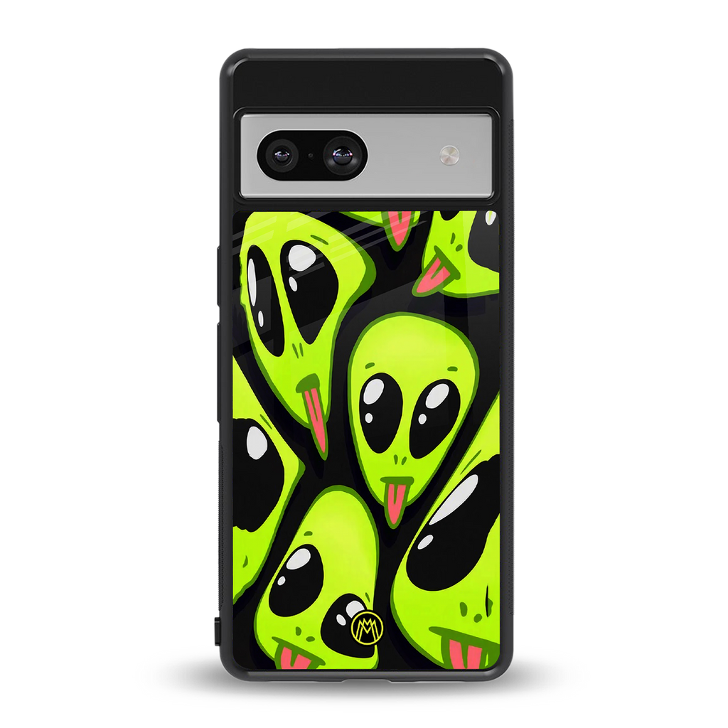 trippy aliens back phone cover | glass case for Google Pixel 7