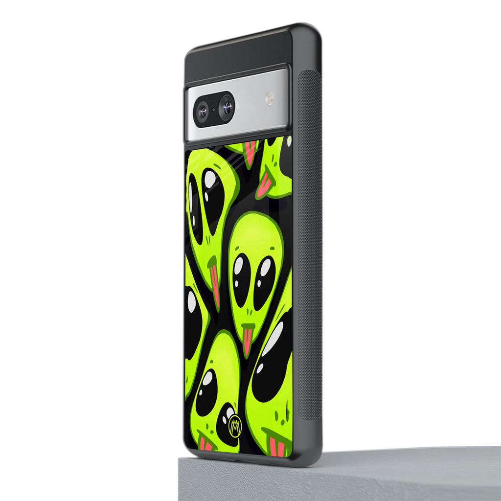 trippy aliens back phone cover | glass case for Google Pixel 7A