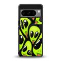 trippy aliens back phone cover | glass case for google pixel 8 pro