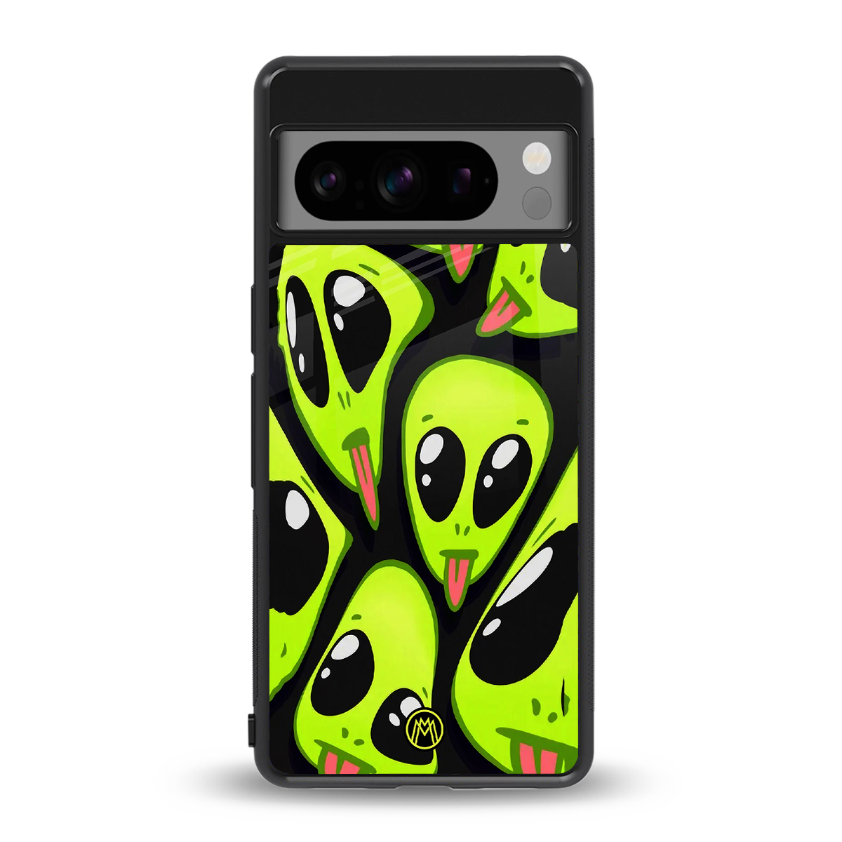 trippy aliens back phone cover | glass case for google pixel 8 pro