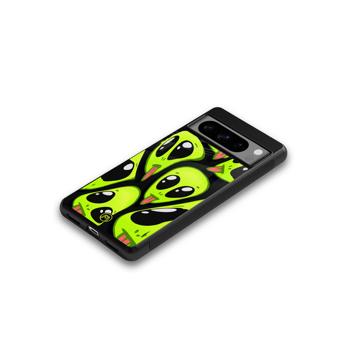 trippy aliens back phone cover | glass case for google pixel 8 pro