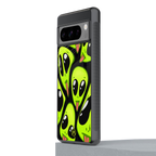 trippy aliens back phone cover | glass case for google pixel 8 pro