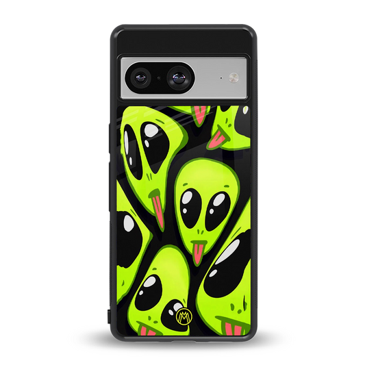 trippy aliens back phone cover | glass case for Google Pixel 8
