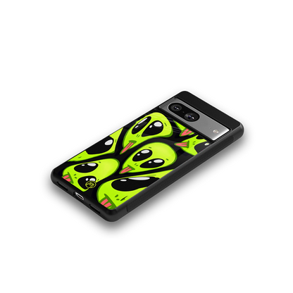 trippy aliens back phone cover | glass case for Google Pixel 8