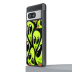trippy aliens back phone cover | glass case for Google Pixel 8