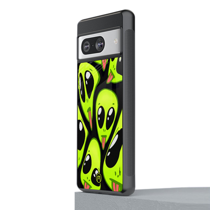 trippy aliens back phone cover | glass case for Google Pixel 8