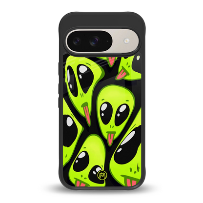 trippy aliens back phone cover | glass case for google pixel 9