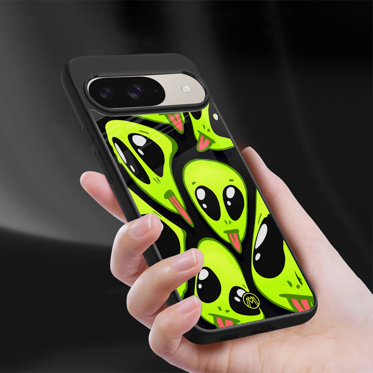 trippy aliens back phone cover | glass case for google pixel 9