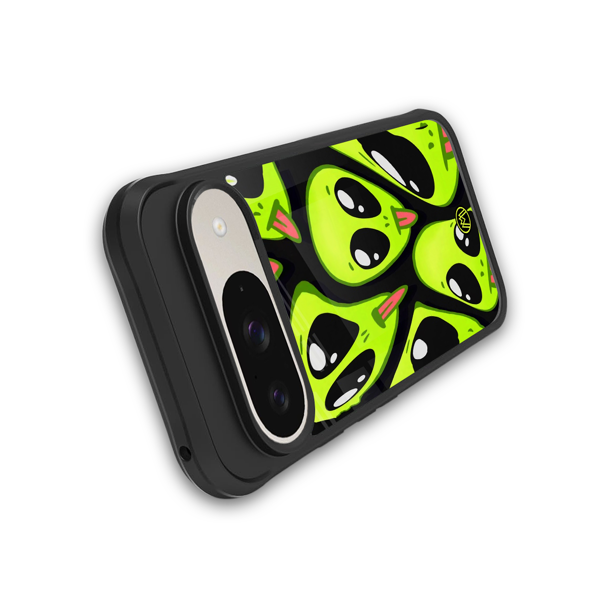 trippy aliens back phone cover | glass case for google pixel 9