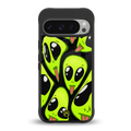 trippy aliens back phone cover | glass case for google pixel 9 pro xl