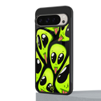 trippy aliens back phone cover | glass case for google pixel 9 pro