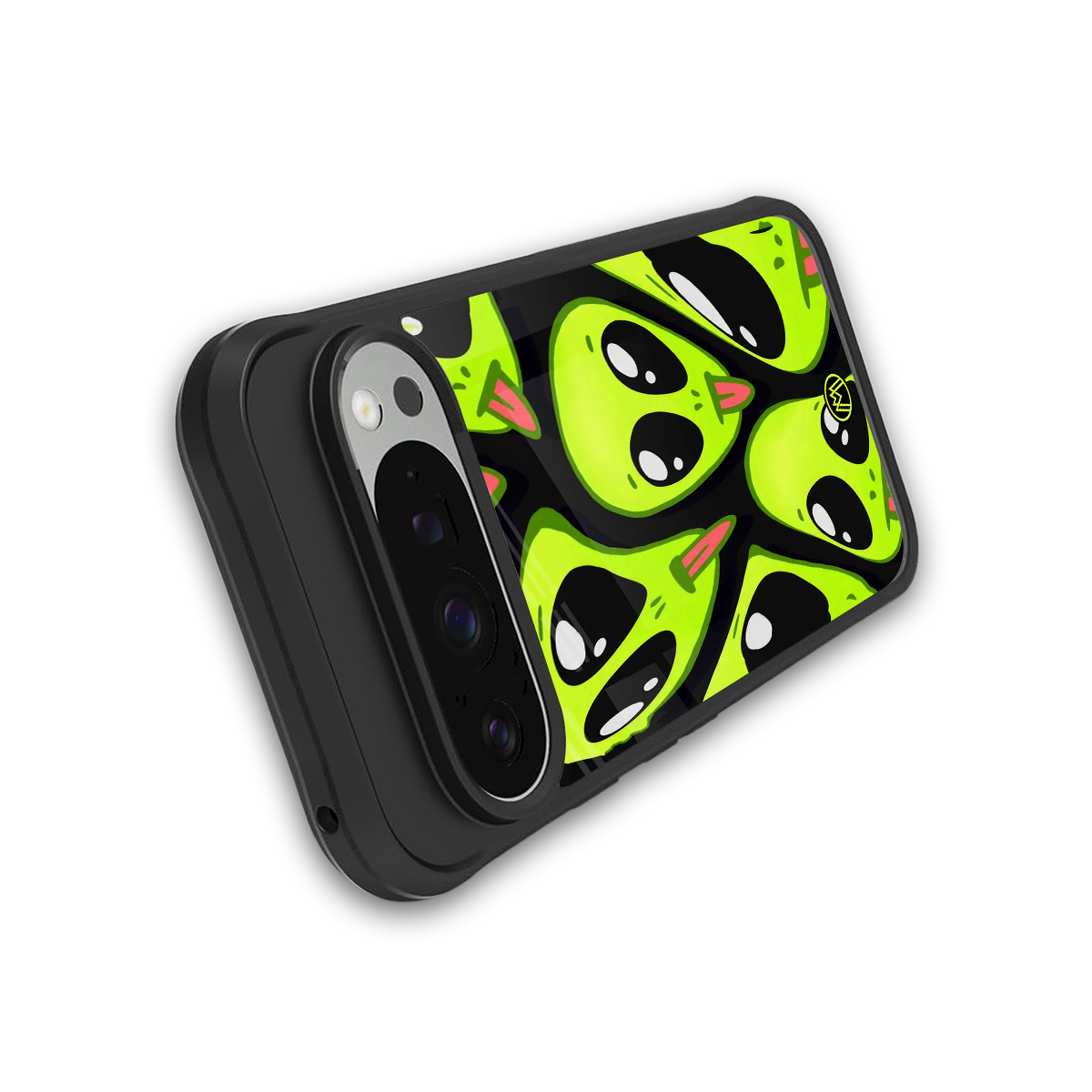 trippy aliens back phone cover | glass case for google pixel 9 pro xl