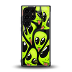 trippy aliens back phone cover | glass case for samsung galaxy s23 ultra