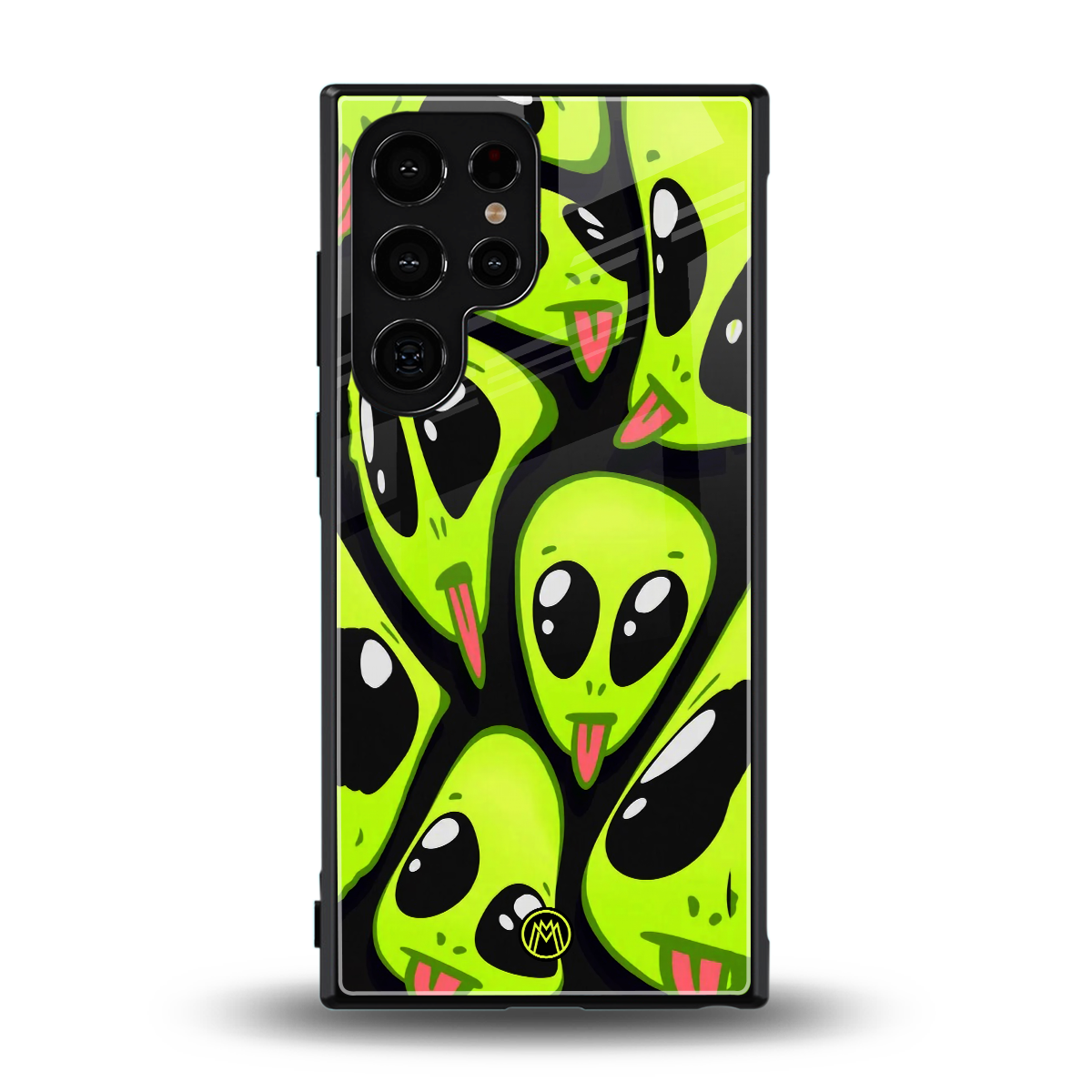 trippy aliens back phone cover | glass case for samsung galaxy s23 ultra