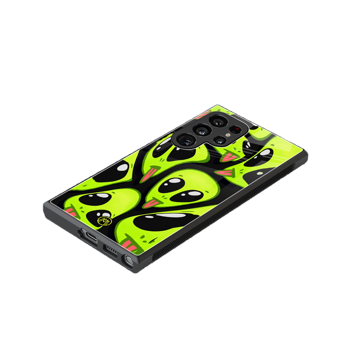 trippy aliens back phone cover | glass case for samsung galaxy s23 ultra
