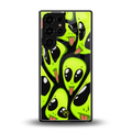 trippy aliens back phone cover | glass case for samsung galaxy s25 ultra