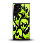 trippy aliens back phone cover | glass case for samsung galaxy s25 ultra