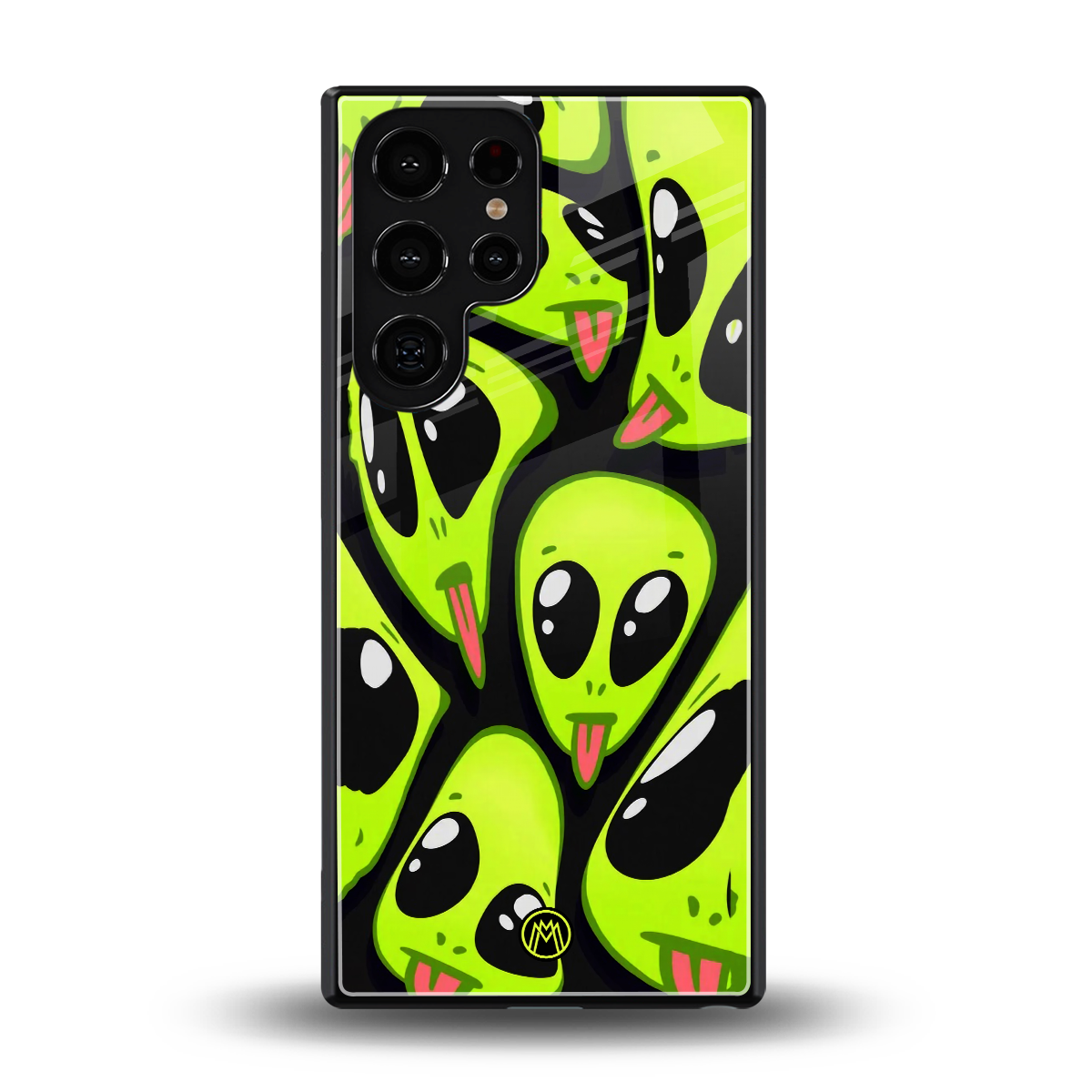 trippy aliens back phone cover | glass case for samsung galaxy s25 ultra
