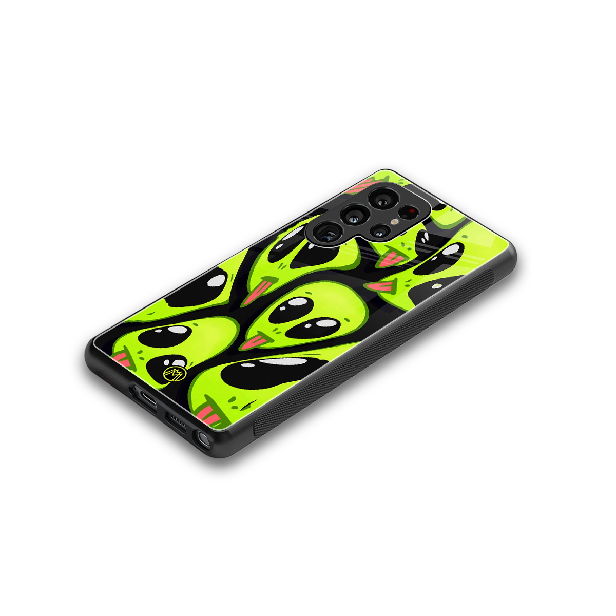 trippy aliens back phone cover | glass case for samsung galaxy s25 ultra