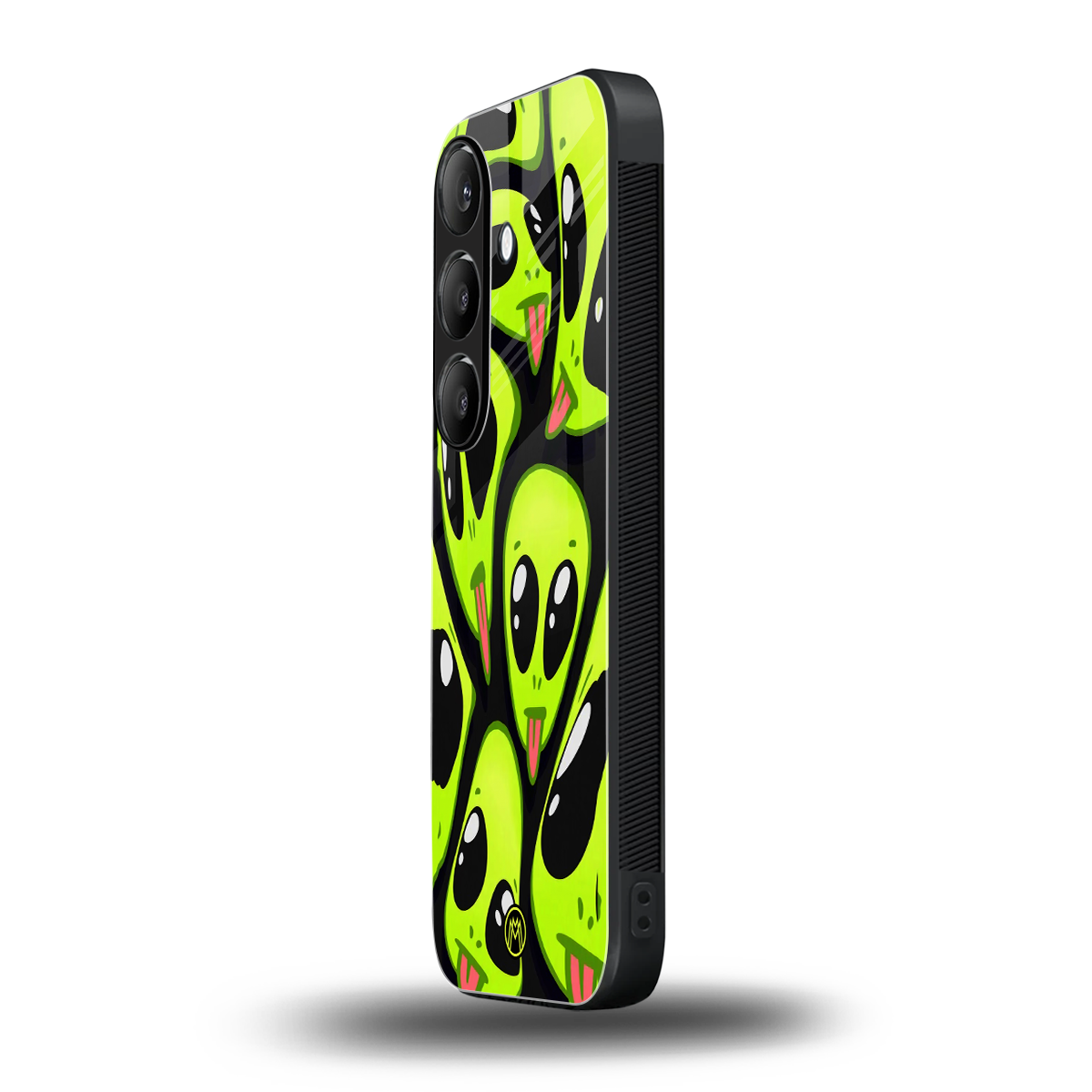 trippy aliens back phone cover | glass case for samsung galaxy s25 plus
