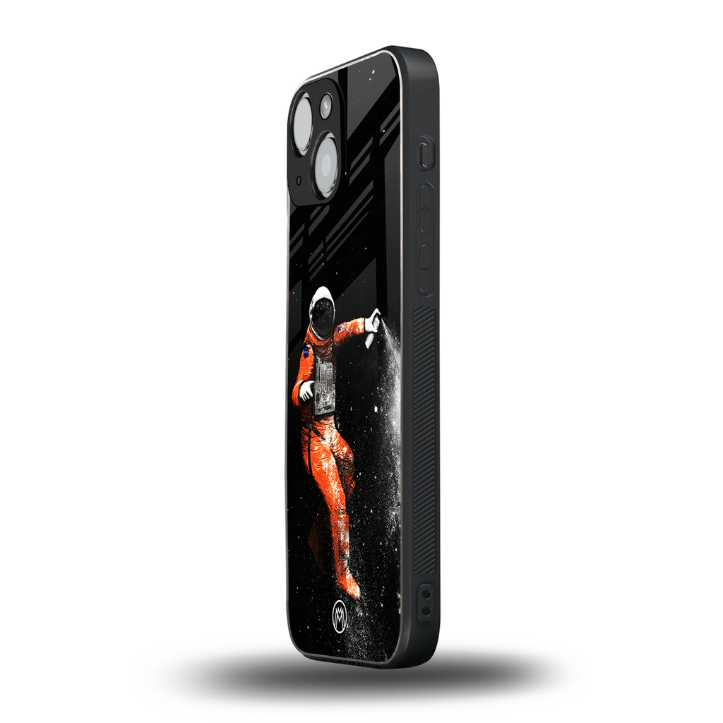 trippy astronaut back phone cover | glass case for iphone 13 mini