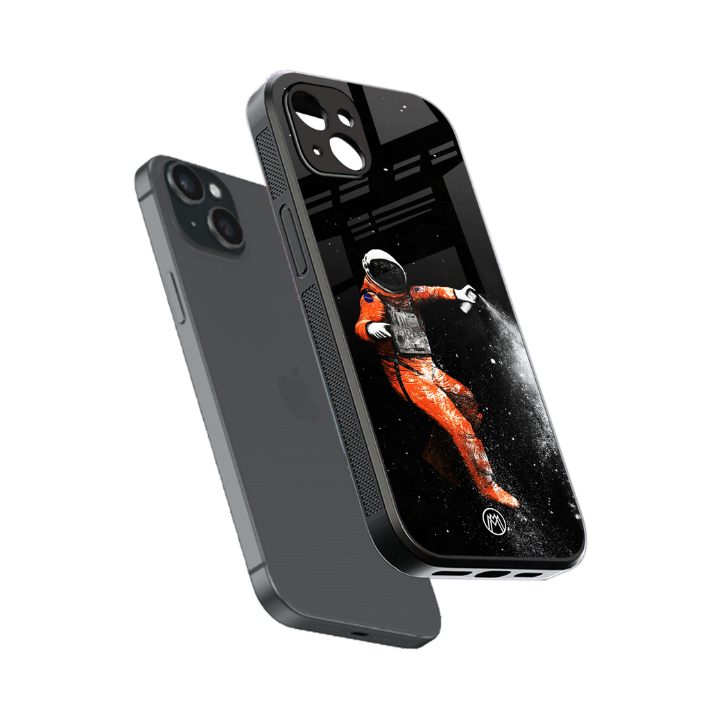 trippy astronaut back phone cover | glass case for iphone 15 plus