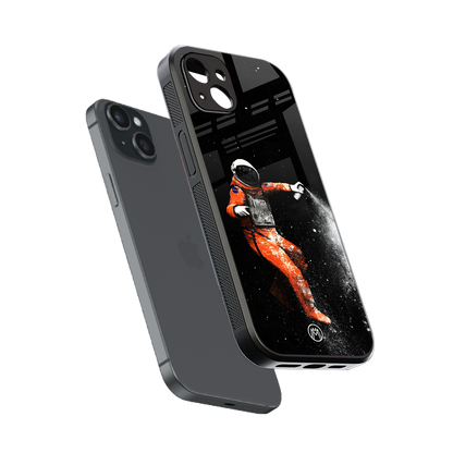 trippy astronaut back phone cover | glass case for iphone 15 plus