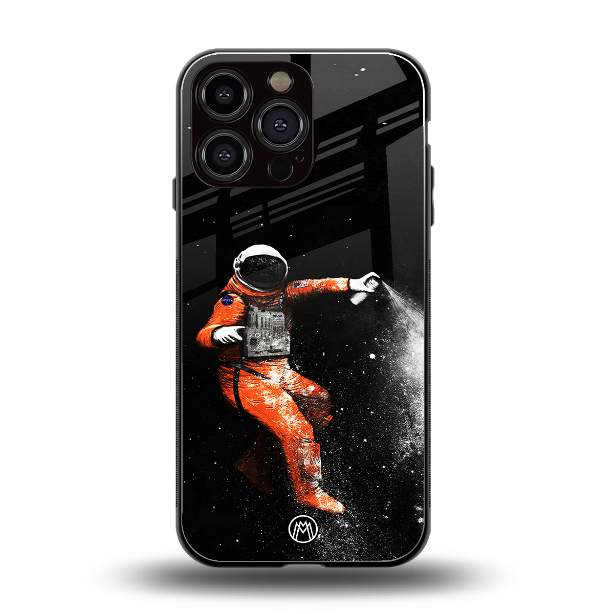 trippy astronaut back phone cover | glass case for iphone 15 pro max