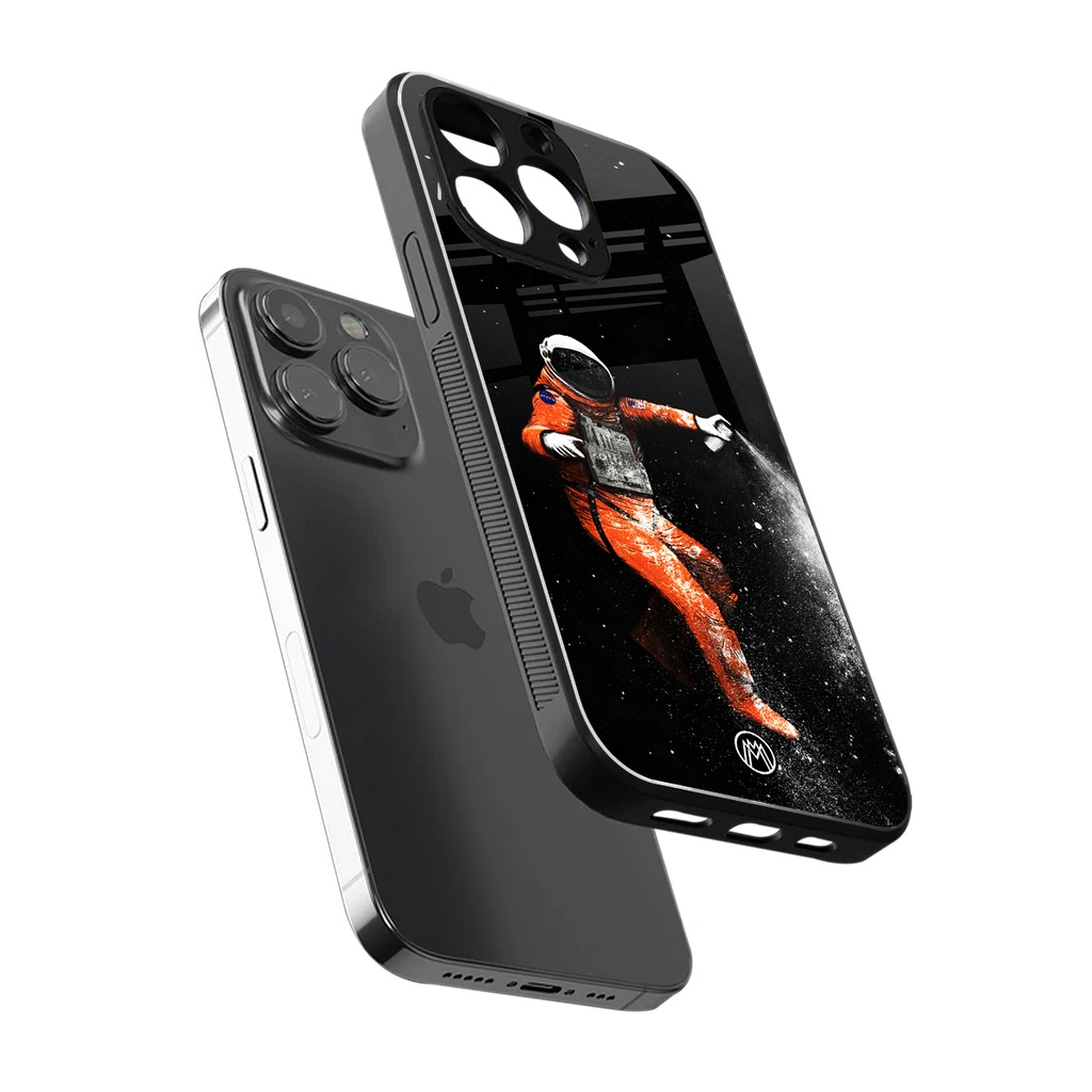 trippy astronaut back phone cover | glass case for iphone 15 pro max