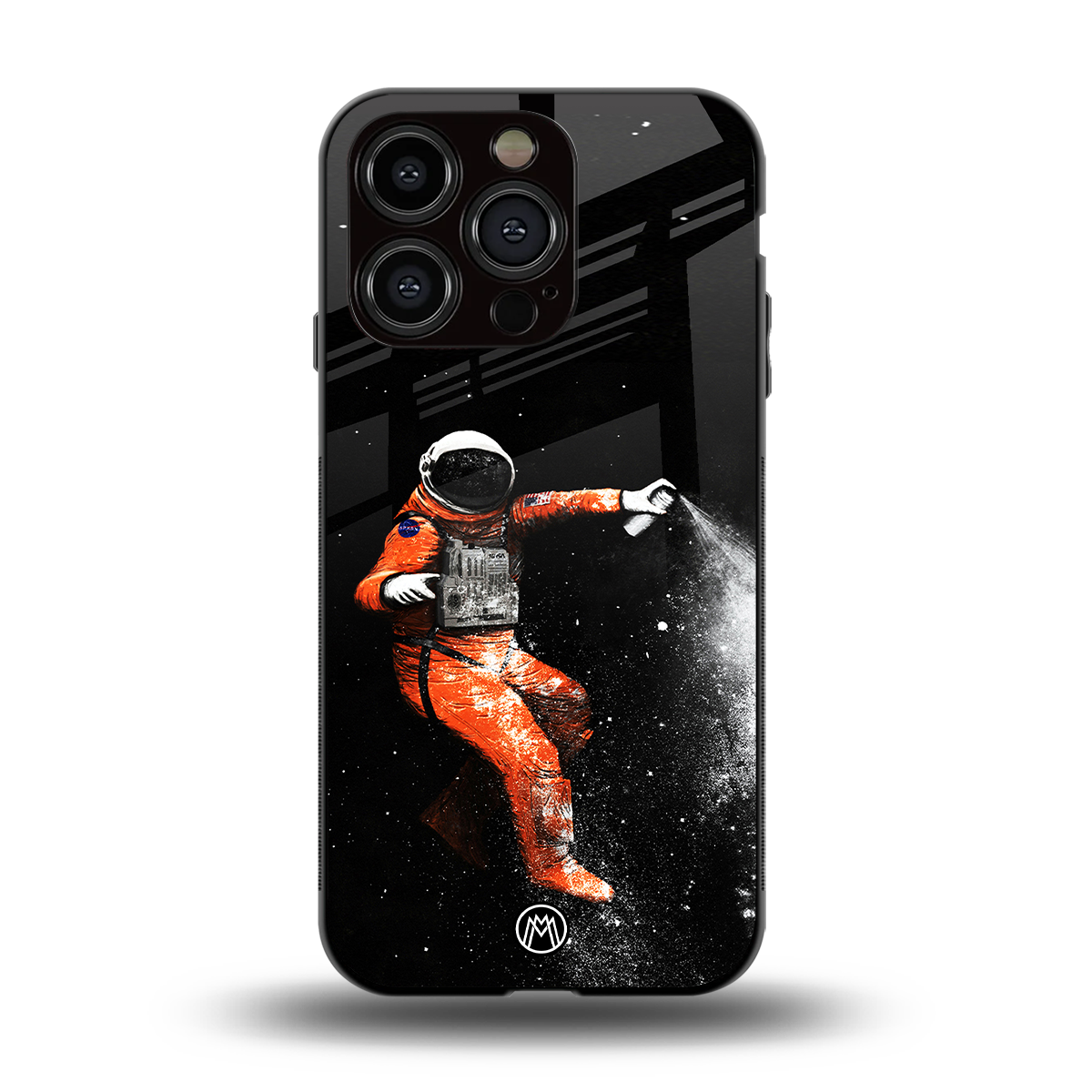trippy astronaut back phone cover | glass case for iphone 15 pro