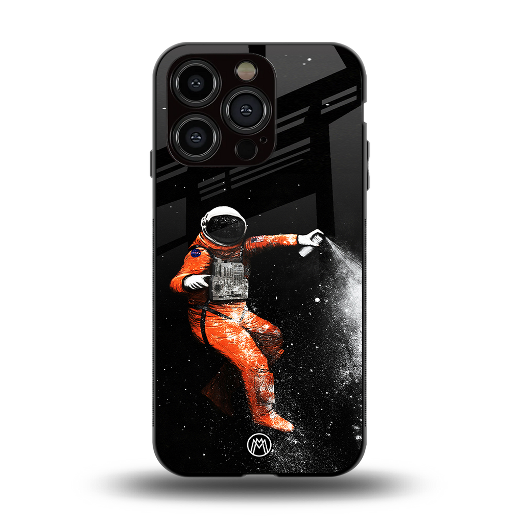 trippy astronaut back phone cover | glass case for iphone 14 pro