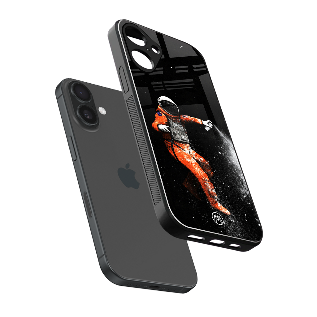 trippy astronaut back phone cover | glass case for iphone 16 plus