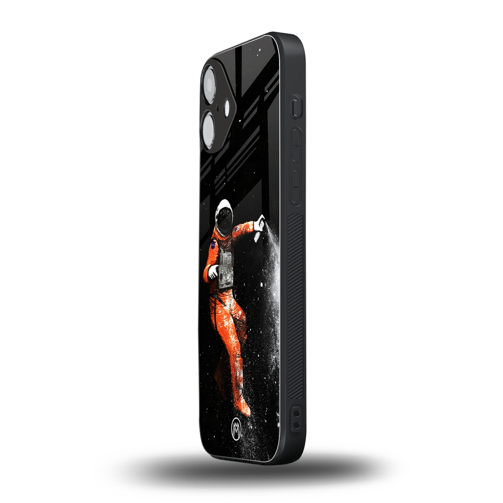 trippy astronaut back phone cover | glass case for iphone 16 plus