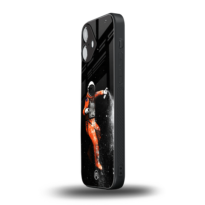trippy astronaut back phone cover | glass case for iphone 16 plus