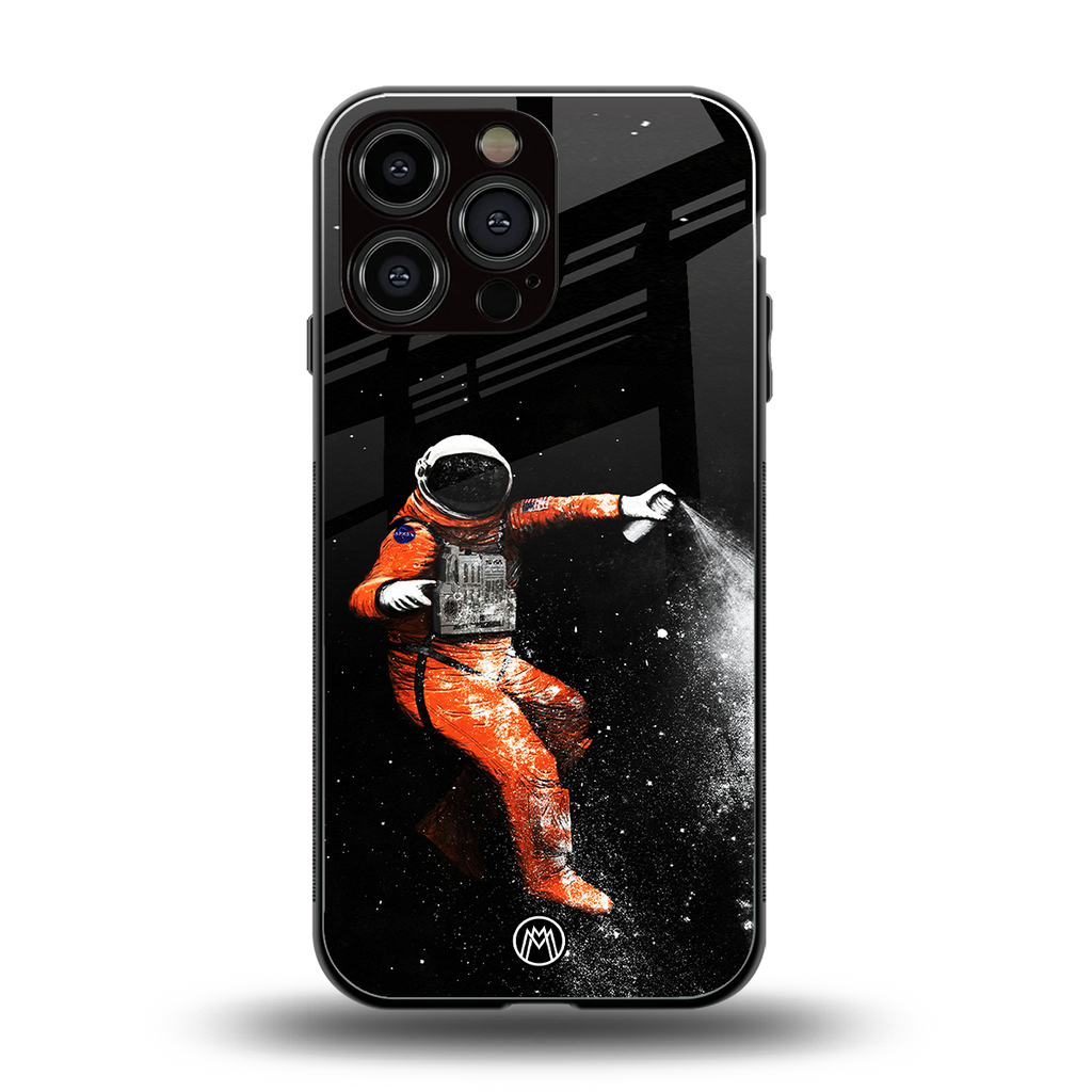 trippy astronaut back phone cover | glass case for iphone 16 pro max