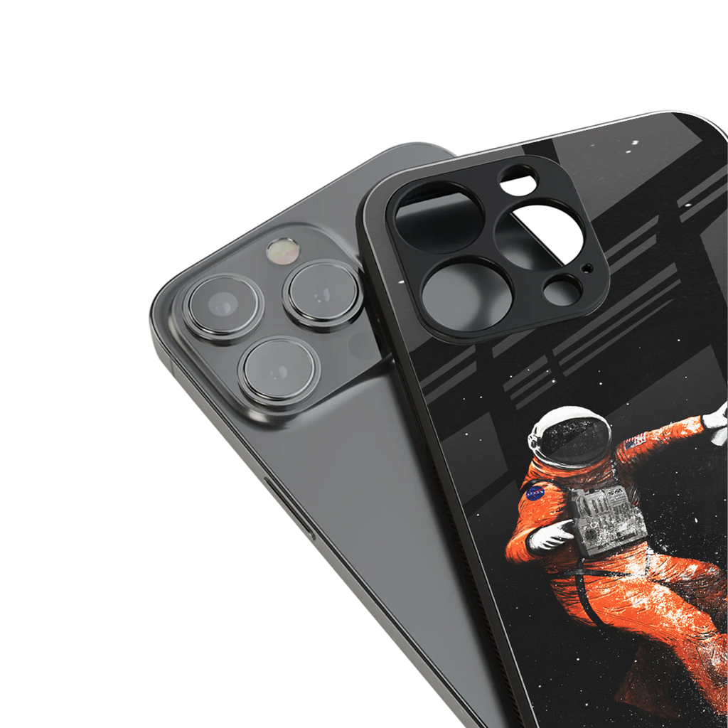trippy astronaut back phone cover | glass case for iphone 13 pro max