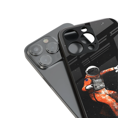 trippy astronaut back phone cover | glass case for iphone 14 pro max
