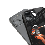 trippy astronaut back phone cover | glass case for iphone 15 plus