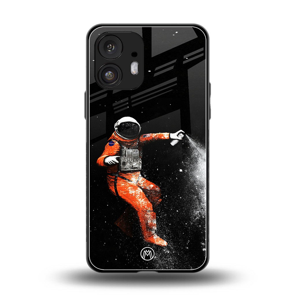 trippy astronaut back phone cover | glass case for nothing phone 2