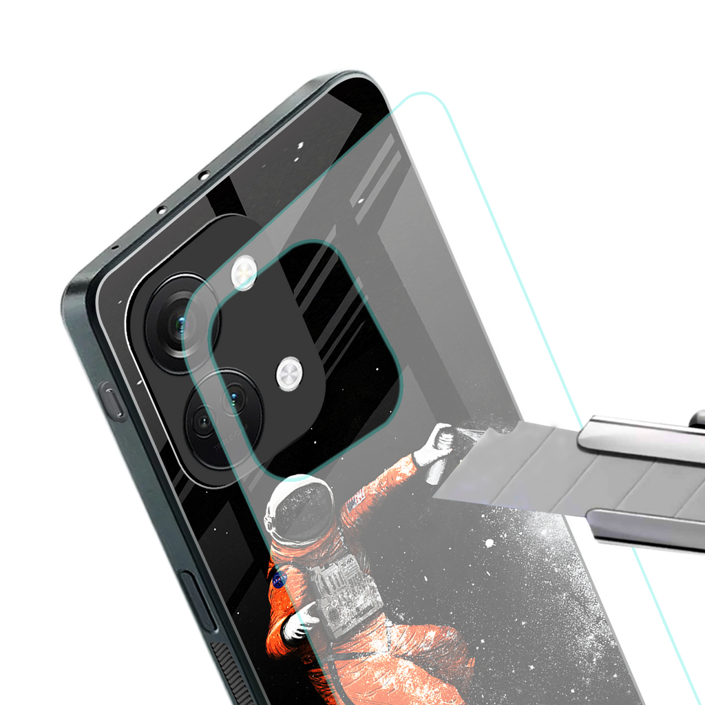 trippy astronaut back phone cover | glass case for oneplus nord 3