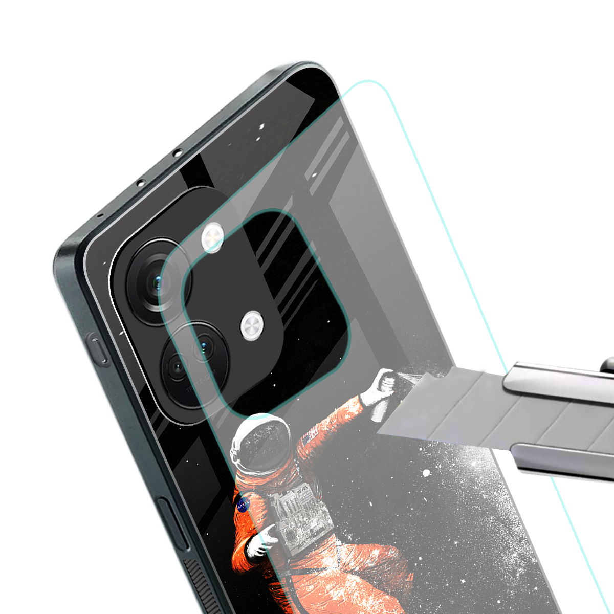 trippy astronaut back phone cover | glass case for oneplus nord 3