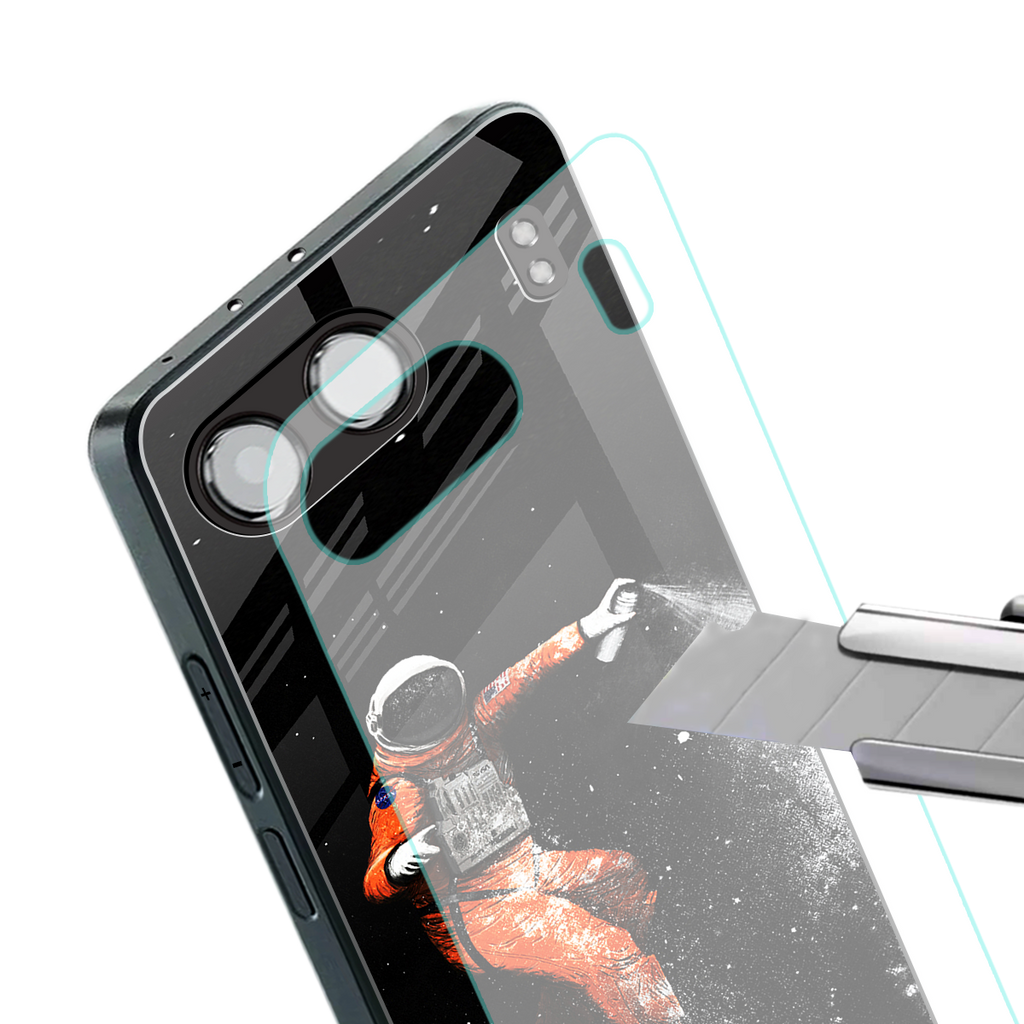 trippy astronaut back phone cover | glass case for oneplus nord 4