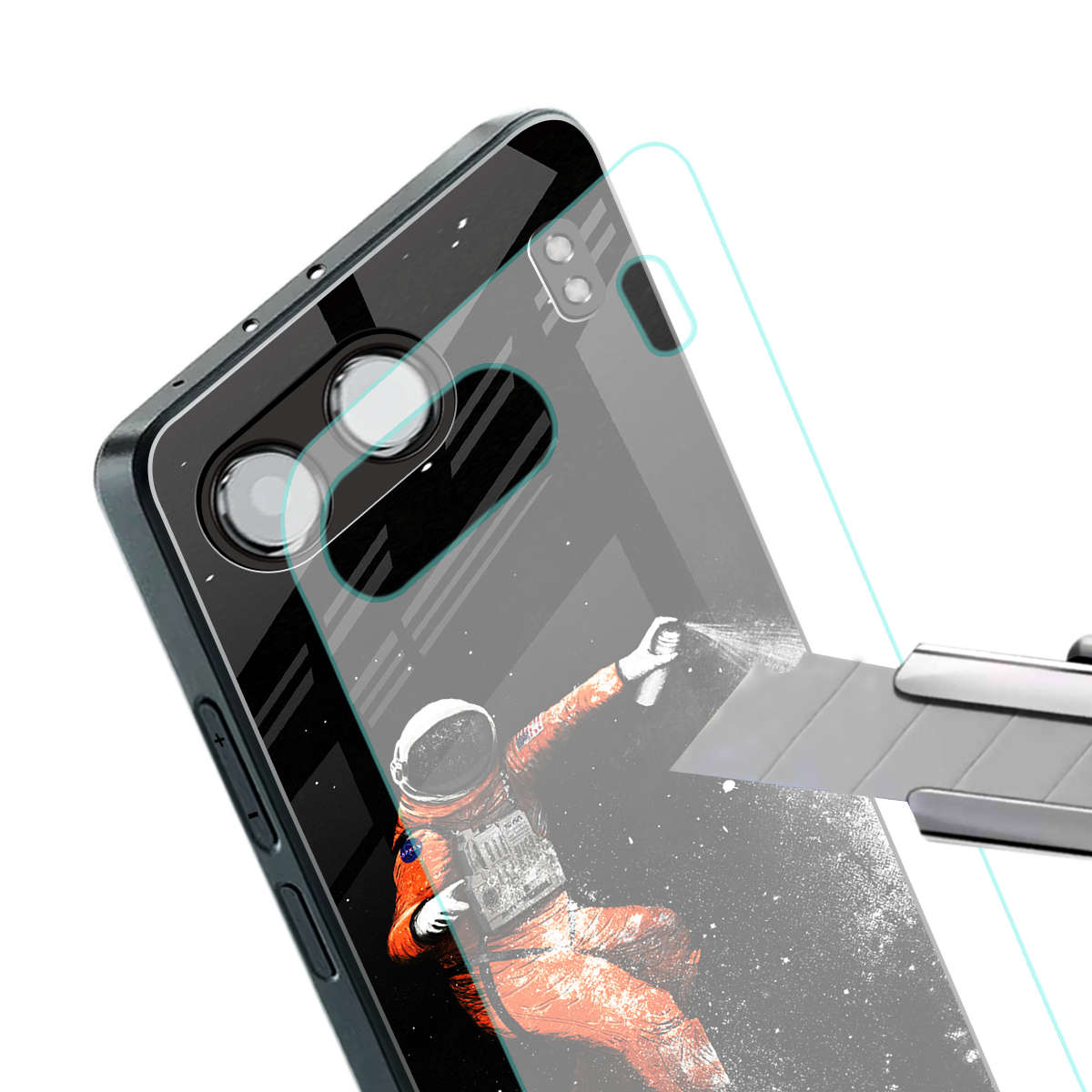trippy astronaut back phone cover | glass case for oneplus nord 4
