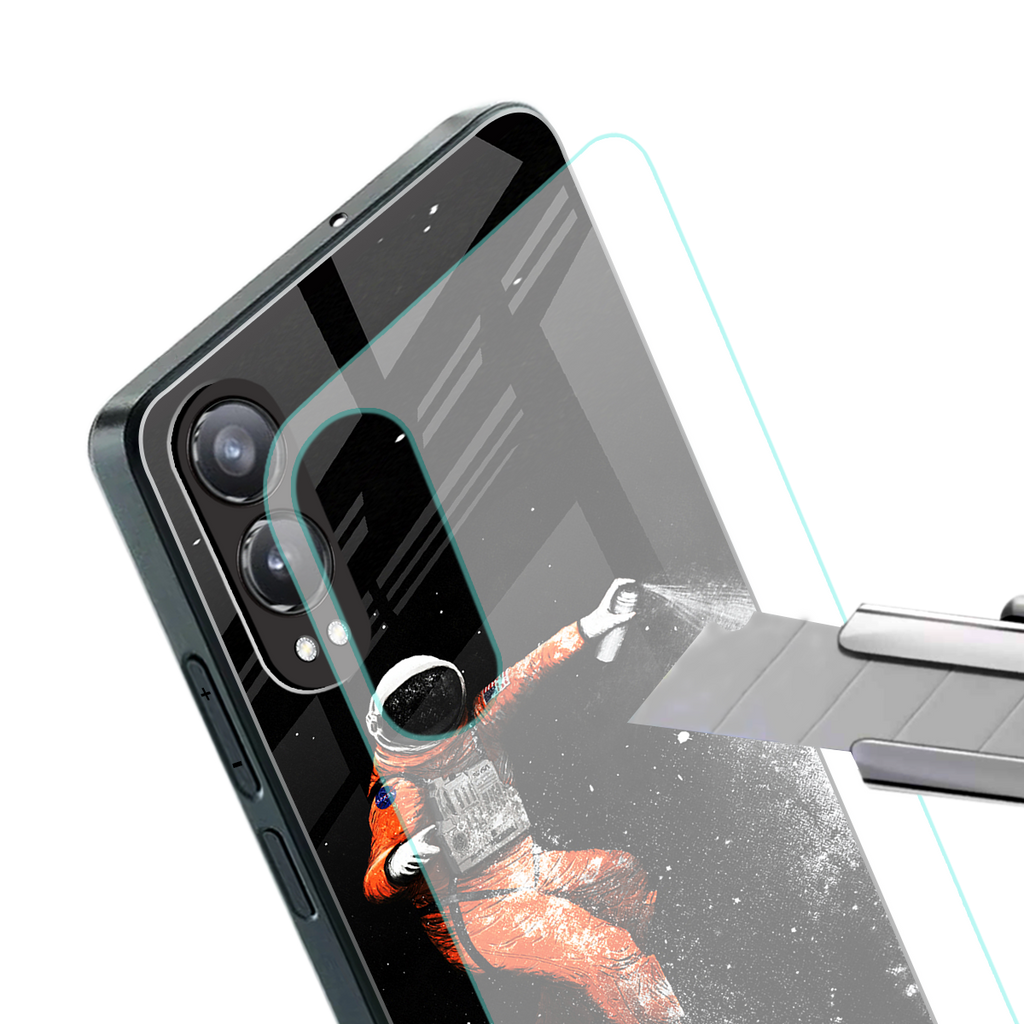 trippy astronaut back phone cover | glass case for oneplus nord ce 4 lite