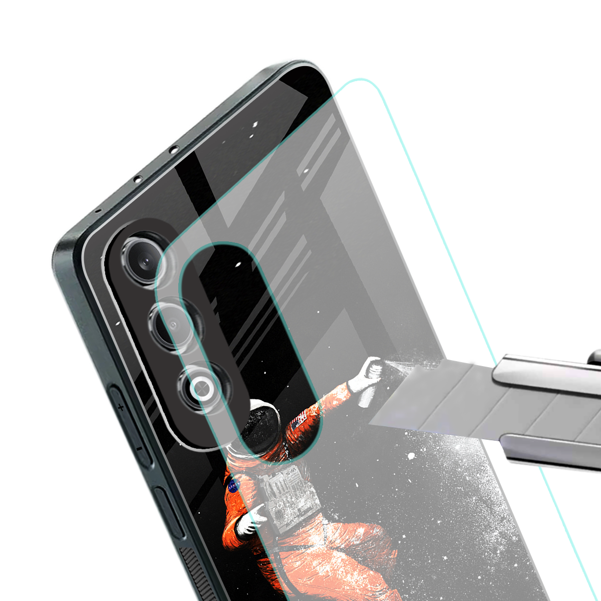 trippy astronaut back phone cover | glass case for oneplus nord ce 4